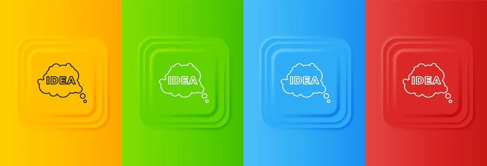 White Idea, speech bubble icon isolated on colorful background. Message spe.. Stock Illustration