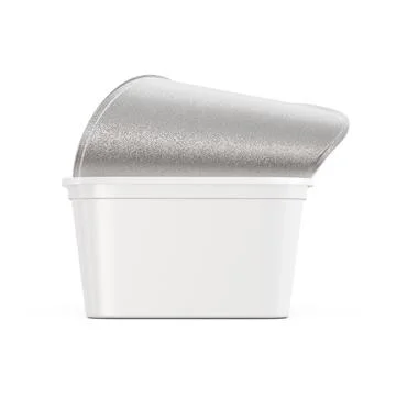 A white image of a Half Opened Butter Tub isolated on a white background Stock Illustration