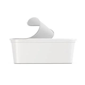 A white image of a Half Opened Butter Tub isolated on a white background Stock Illustration