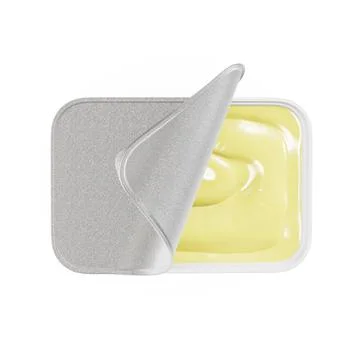 A white image of a Half Opened Butter Tub isolated on a white background Stock Illustration