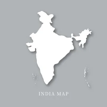 White India Map Silhouette with Drop Shadow on Grey Background Minimalist V.. Stock Illustration