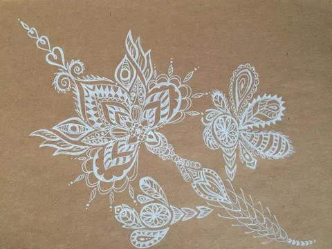 White indian pattern on craft paper Illustrazione stock