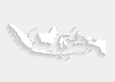 White Indonesia map on gray background, vector Stock Illustration