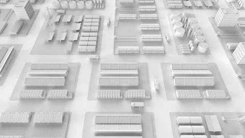 White industry model or smart industrial estate park with infrastructure Vídeo Stock 209166671