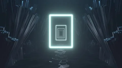 White Infinite Sci-Fi Neon Corridor Background VJ Loop l 4K Stock Footage 296010627