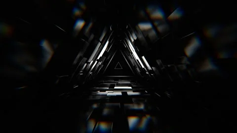 White Infinite Triangle Sci Fi Glitch Tunnel Background VJ Loop in 4K Stock Footage 310778057