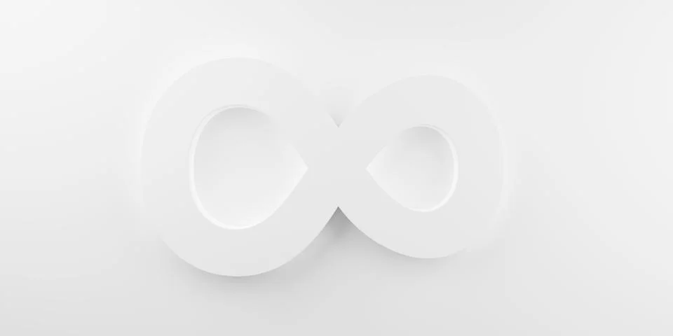 White infinity or eternity loop symbol on white background, abstract modern.. Stock Illustration