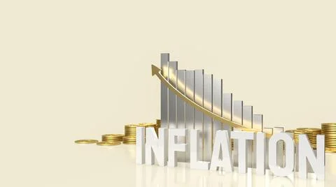 The white inflation text and  chart  for business concept 3d rendering Stock Illustration