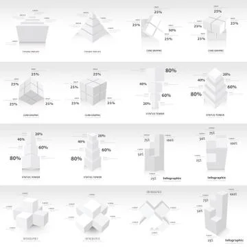 White infographic 3d Graph template Vector Stock Illustration