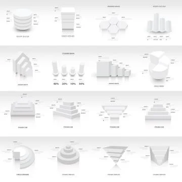 White infographic 3d Graph template Vector Stock Illustration