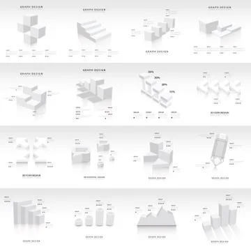 White infographic 3d Graph template Vector Stock Illustration