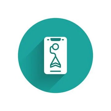 White Infographic of city map navigation icon isolated with long shadow. Mobile Illustrazione stock