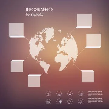 White infographic template with transparent elements and set of icons for Illustrazione stock