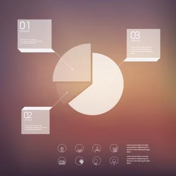 White infographic template with transparent elements and set of icons for Stock Illustration