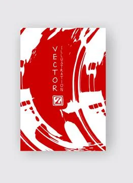 White ink brush stroke on red background. Japanese style. Stock Illustration