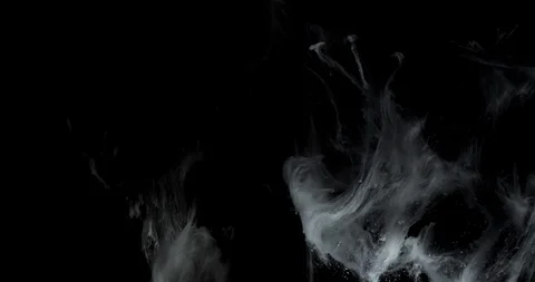 White ink clouds and threads with depth of field like smoke from an explosion Stock Footage 113627735
