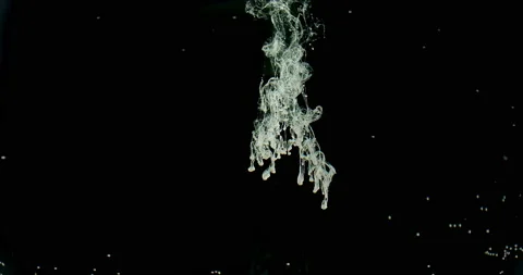 White ink drops diffuse inside black space, abstract Stock Footage 146647273