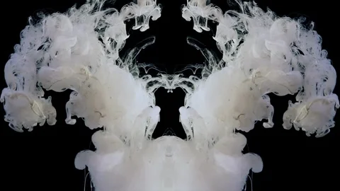 White ink falls symmetrically down on a black background Stock-Footage 317426773