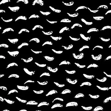 White ink repeating on black background. Hand drawn abstract seamless pattern Stock Illustration