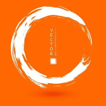 White ink round stroke on orange background. Stock Illustration