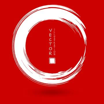 White ink round stroke on red background. Stock Illustration