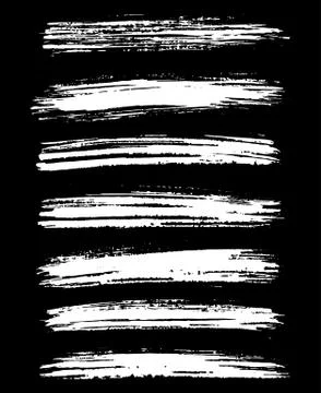 White ink vector brush strokes isolated on black background. Vector illustration Stock Illustration