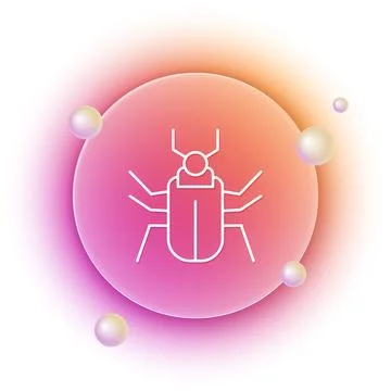 White Insect fly icon isolated on white background. Orange and pink gradien.. Stock Illustration