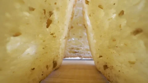 The white inside of the loaf bread in the table Stock Footage 135693392