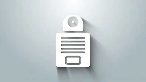 White Intercom icon isolated on grey background. 4K Video motion graphic Stock Footage 156030446