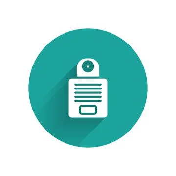 White Intercom icon isolated with long shadow. Green circle button. Vector Stock Illustration