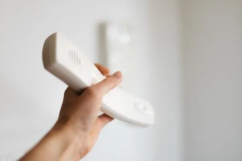 White intercom on the wall Stock Photos
