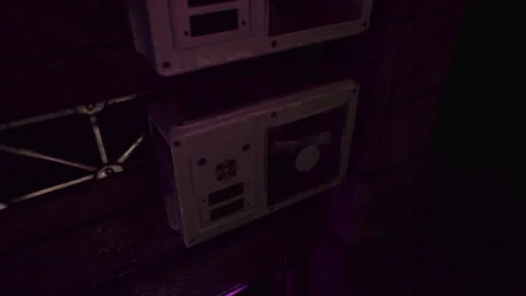 White Intercoms on a Brick Wall at Night Stock Footage 348694505