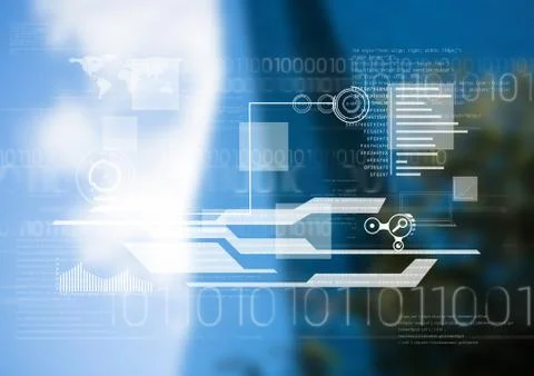 White interface against blurry building Ilustración de archivo