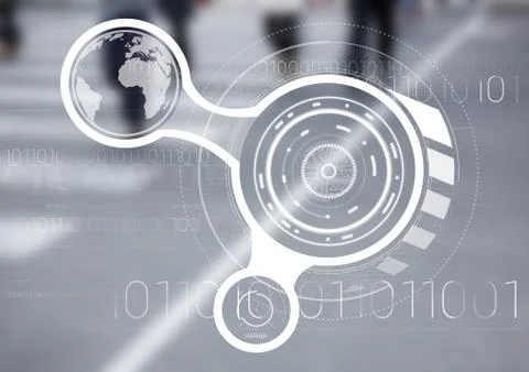 White interface against blurry road with people Stock-Illustration