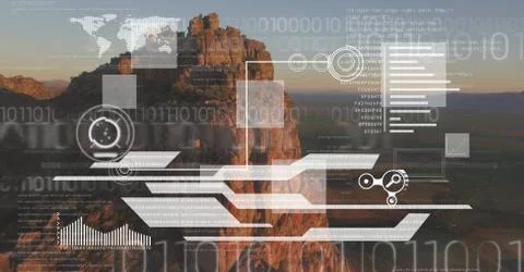 White interface against cliff Foto stock