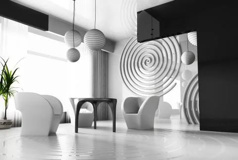 The white interior is black Stock Illustration