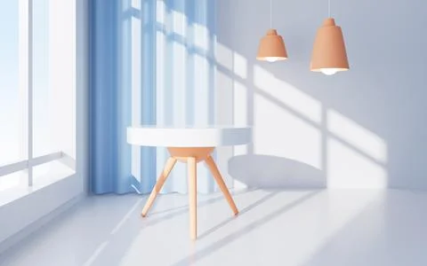 White interior building with windows, 3d rendering. Stock Illustration