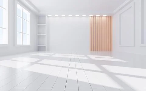 White interior building with windows, 3d rendering. Stock Illustration