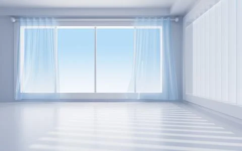 White interior building with windows, 3d rendering. Stock Illustration