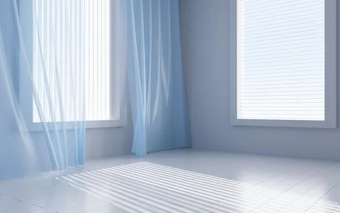 White interior building with windows, 3d rendering. Ilustración de archivo