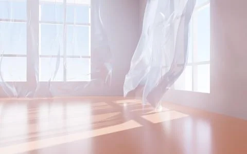 White interior building with windows, 3d rendering. Stock Illustration