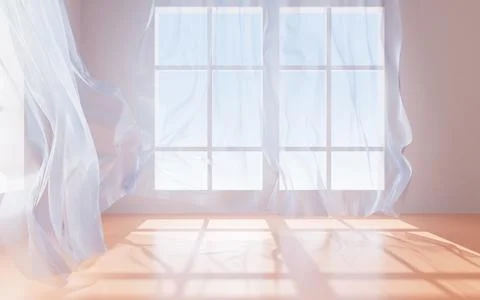 White interior building with windows, 3d rendering. Ilustración de archivo