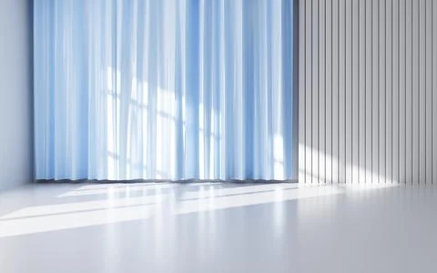 White interior building with windows, 3d rendering. Stock Illustration