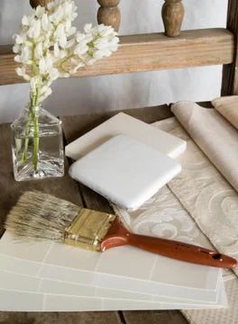 White interior decoration plan Stock Photos