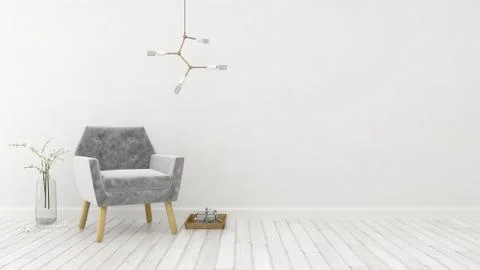 White interior design 3D rendering Stock Illustration