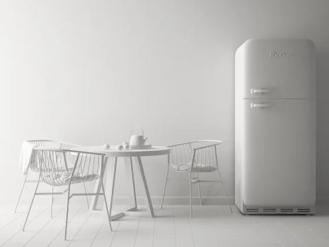 White interior design 3D rendering Stock Illustration