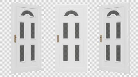 White interior doors with glass insert on an isolated background Illustration