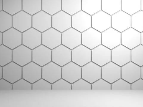 White interior with hexagonal pattern Ilustração Stock
