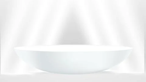 White interior with podium and white neon lights. 3d video footage Stock Footage 193071380