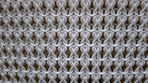 White Interlocking Plastic Mesh Mat Pattern Surface Background Close Up Stock Photos